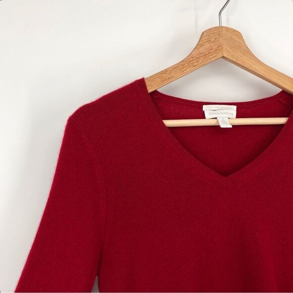 Charter Club Sweater Womens Small 100% Cashmere Red V Neck - Picture 3 of 10